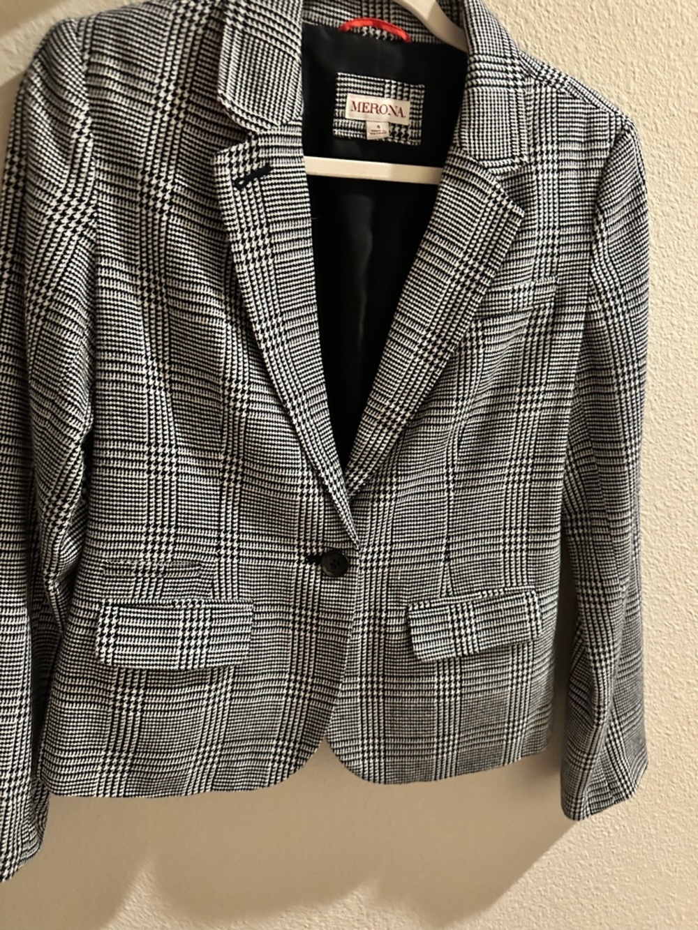 Merona Black and White Plaid Blazer